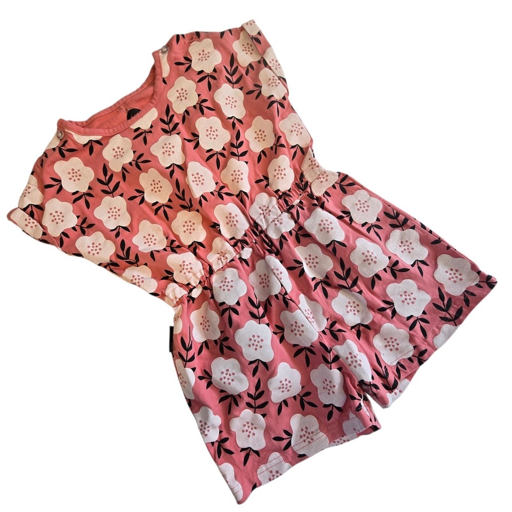 Dot Australia Floral Romper Girls Size 6 Pink 100% Cotton Play Summer Jersey